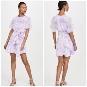 English factory purple tie dye braid belt waist tie mini skirt XS